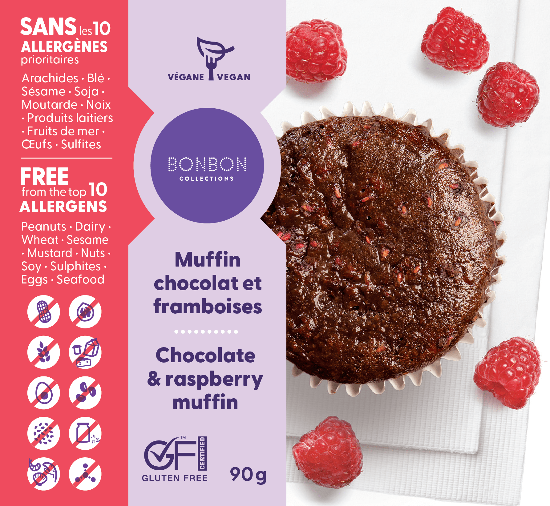 Muffin Choco Framboise Emballé Individuellement