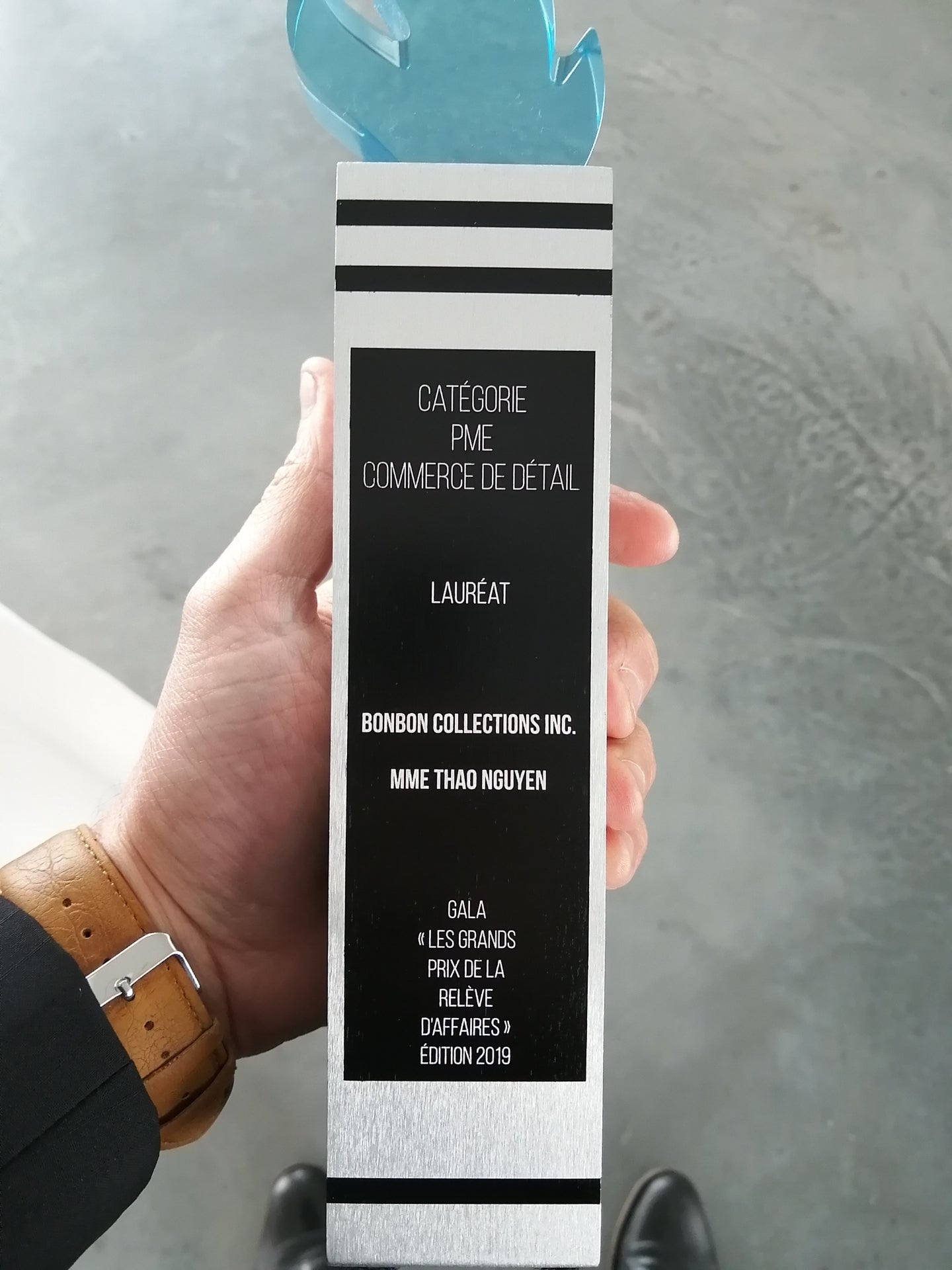 Lauréat catégorie PME commerce de détail, gala les grands prix de la relève des affaires/ Winner of the SME retail category