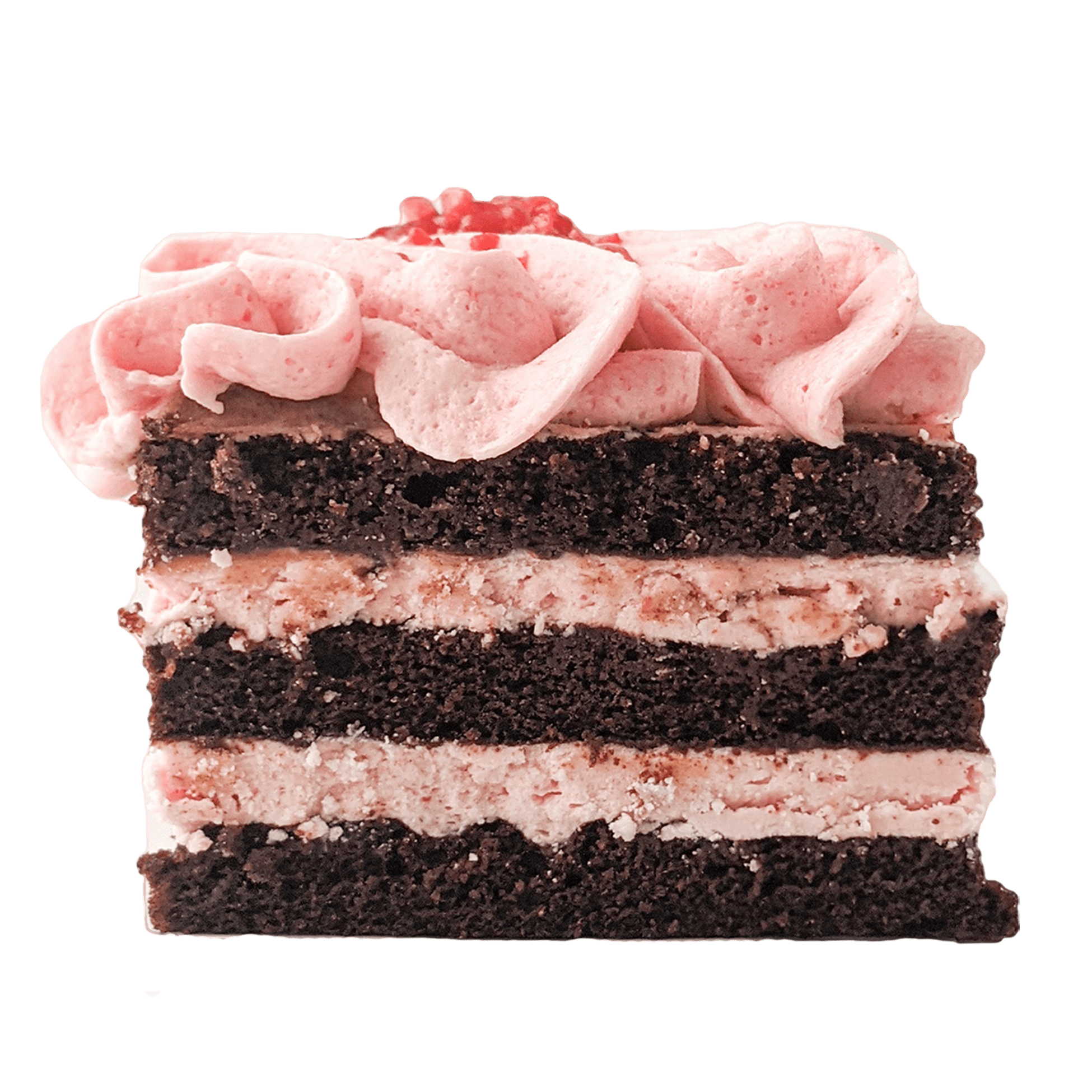 Gâteau chocolat et framboise végane, sans gluten, sans arachides, sans oeufs, sans noix, sans produits laitiers, sans soja, sans sésame, sans fruits de mer, sans sulfite, sans moutarde.