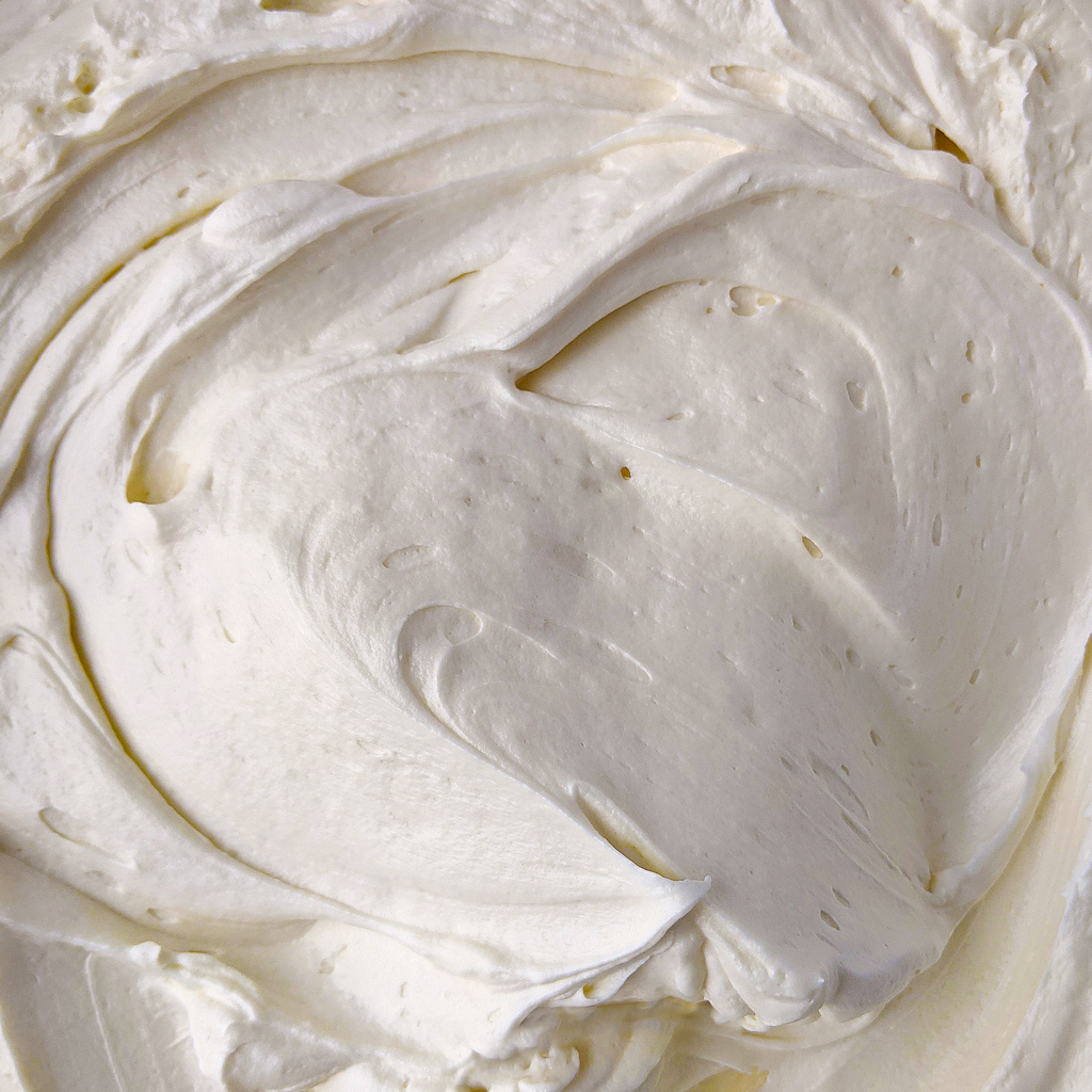 Glaçage vanille blanche végane, sans gluten et sans allergènes.